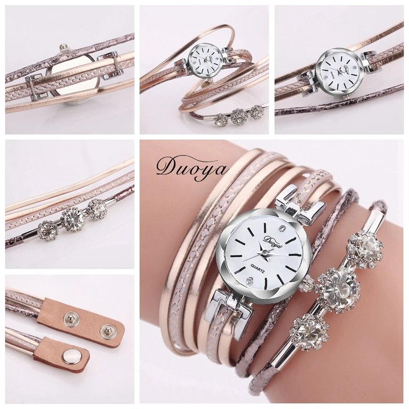 

Duoya Brand Bracelet Watches For Women Luxury Silver Crystal Clock Quartz Watch Fashion Ladies Vintage Creative Wristwatches