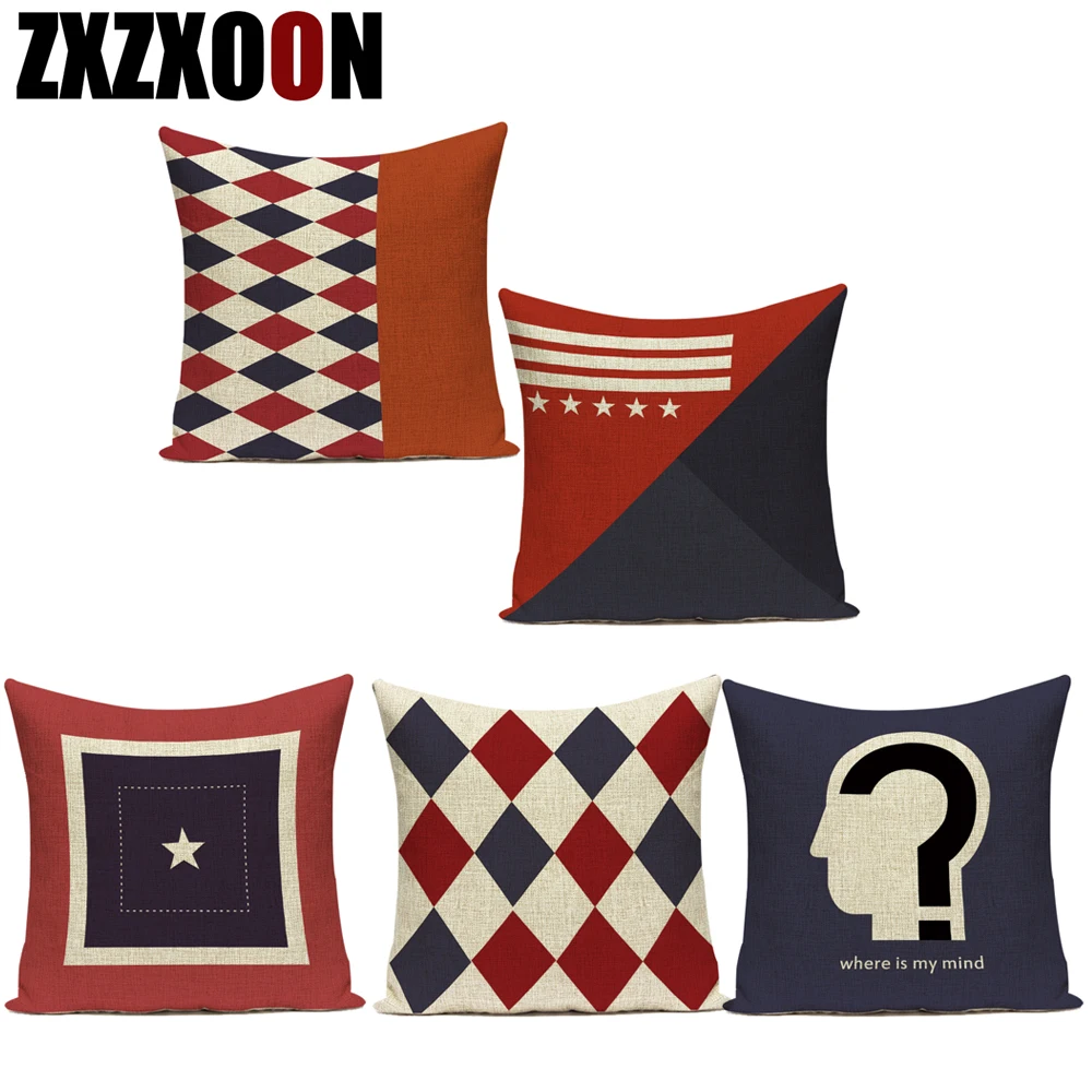 Декоративный чехол для диванных подушек с геометрическим рисунком флага