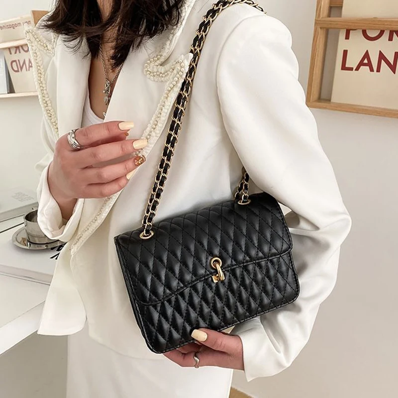 

Crossbody Bag Handbag Backpack Women Bag Shoulder Bag Female Designer Fashion 2021 New PU Leather Chain Diamond Lattice Simple