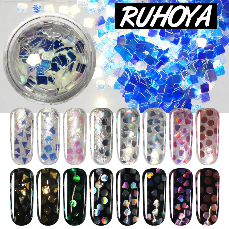 Ruhoya DIY Блестящие Блестки для ногтей блестящие наконечники УФ гель блестящий