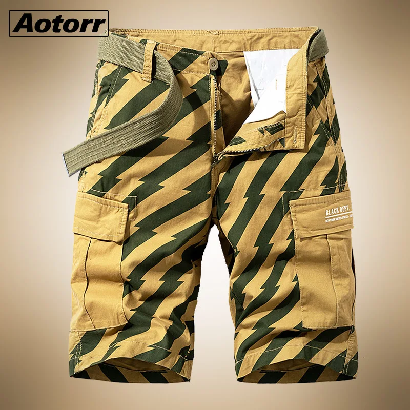 Шорты мужские в полоску повседневные джоггеры эластичные спортивные брюки карго