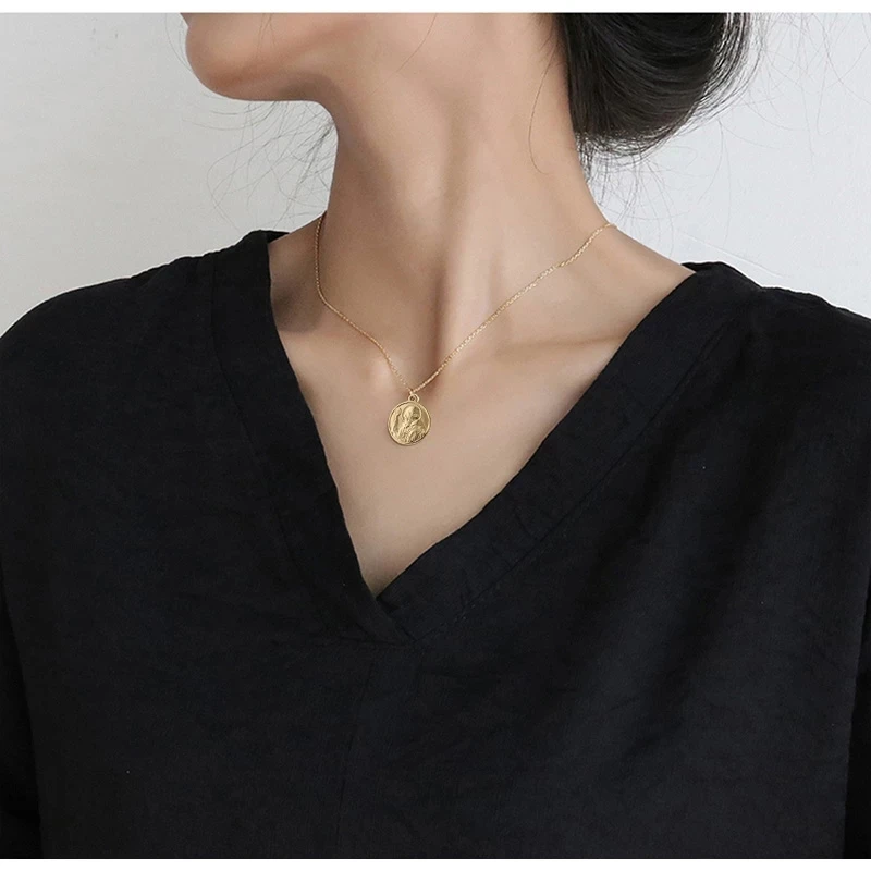 Женское Ожерелье серебряного цвета с подвеской из нержавеющей стали | Ожерелья