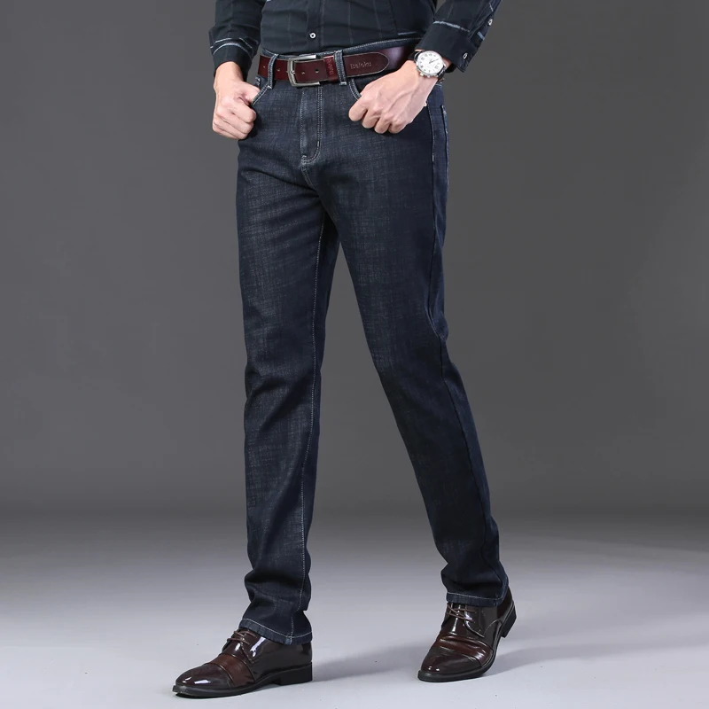 2019 New Warm Jeans Men winter High Quality Brand velvet Fleece Straight Jean trousers flocking men's pants male 40 42 44 | Мужская