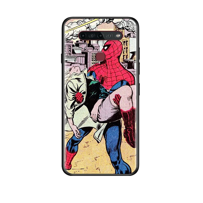 

Marvel Spider-Man Avengers Super Hero For LG G8 G8S G8X V30 V30S V40 V50 V50S V60 Q60 ThinQ 5G TPU Silicone Black Phone Case