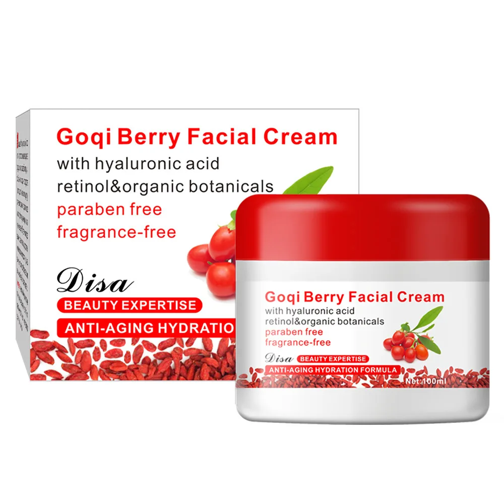 

Shipping Goji Facial Cream With Hyaluronic Acid Paraben Free Fragrance Free Face Cream Anti-aging Anti Wrinkle Remove Spots 100g