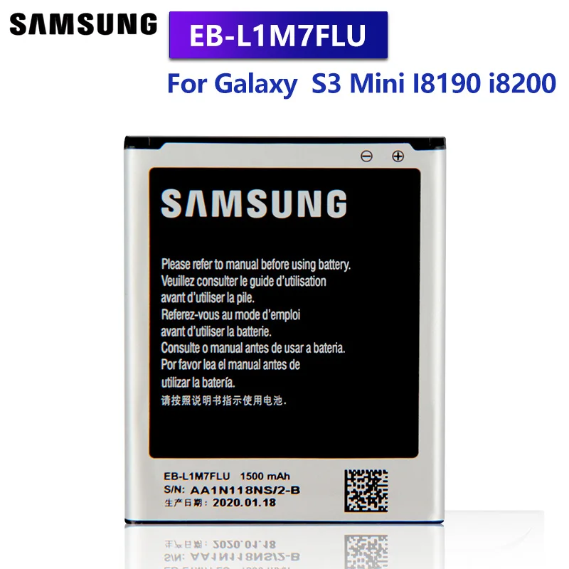 Оригинальная запасная аккумуляторная батарея Samsung Galaxy S3 Mini I8190 EB L1M7FLU i8200 S3Mini GT I8190N