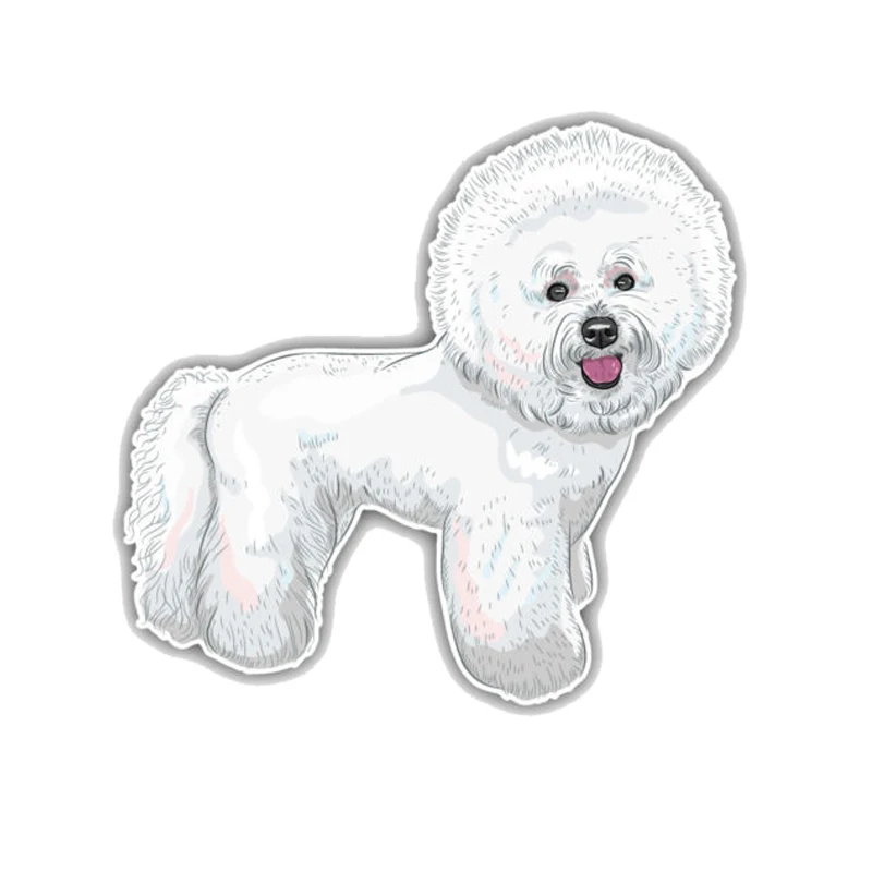 

New Cartoon Bichon Frise Breed Dog Car Sticker Vinyl Auto Car Window Car Decals PVC 14cm*13cm