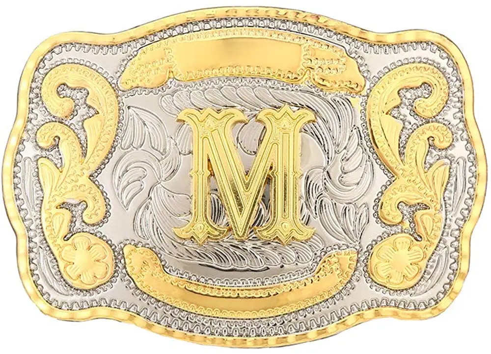 Прямоугольная Золотая пряжка для ремня с буквами ABCDMRJ to Z Cowboy Rodeo маленькие