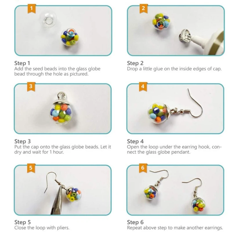 

1 Set Delicate Chic DIY Earring Findings Glass Beads Jewelry Necklace Ear Studs Making Supplies Kit