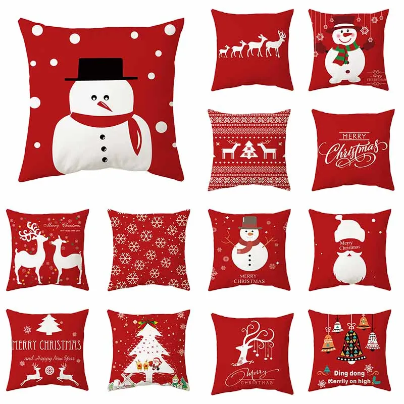 

Christmas Geometry Cushion Cover Pillowcase Elk Tree printed 45x45cm Decorative Pillows Sofa Cushions Home Decor Pillow Cases