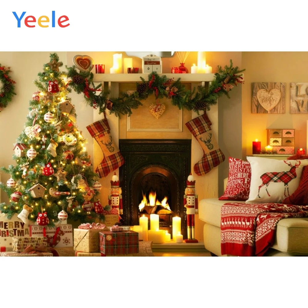 Yeele Рождественский фон сосновая елка камин Подарок Новорожденный ребенок день