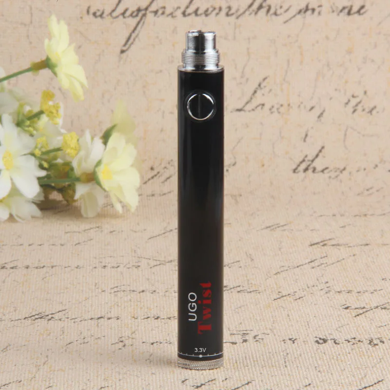 Черный UGO Twist battery 650mah 900mah VV Vape ручка для эго 510 нить электронная сигарета распылитель USB сквозное зарядное устройство батарея - Цвет: Черный