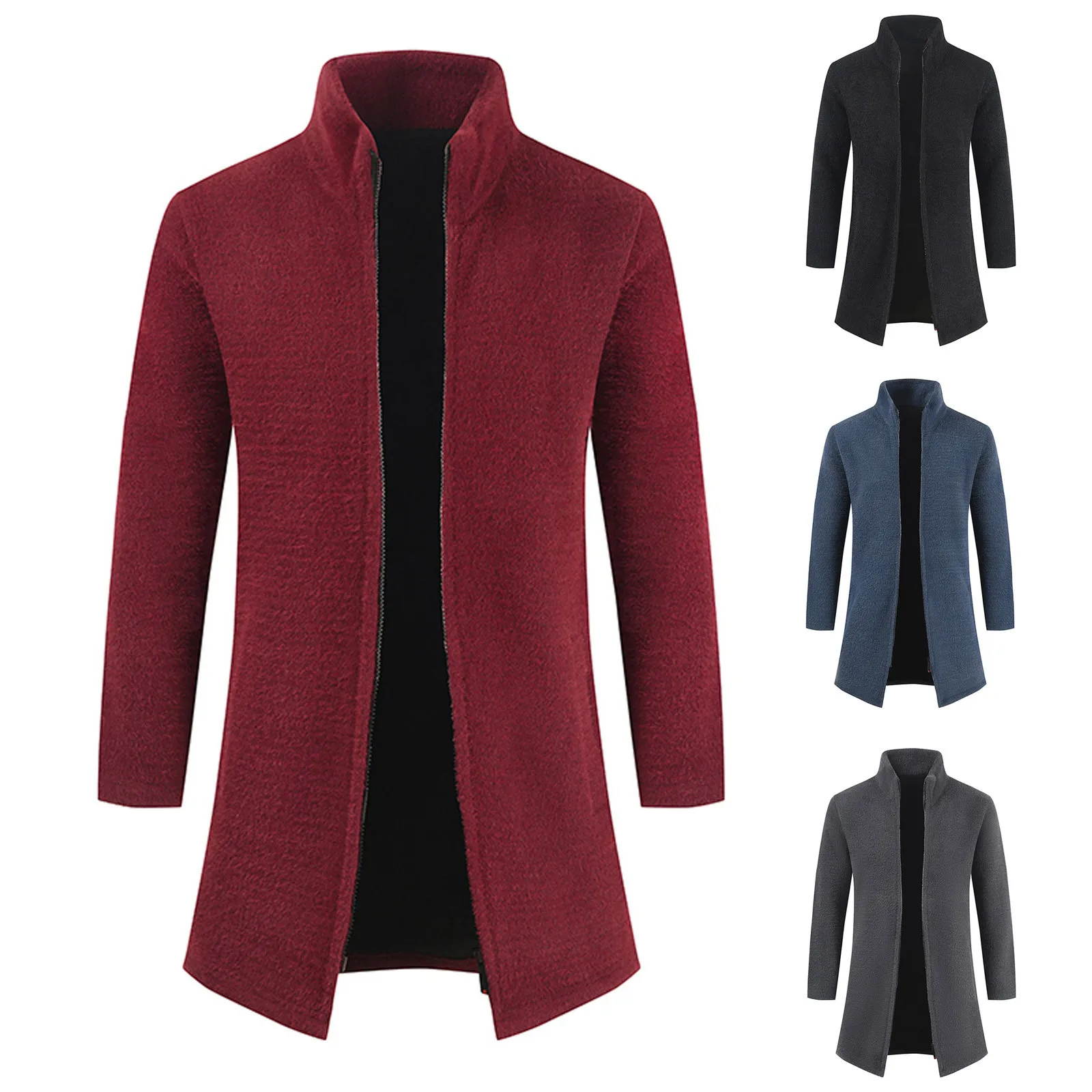 Men's Autumn And Winter Sweater Long Sleeve Turtleneck Solid Oversize Cardigan Social Knitted Sweater Slim-fit Coat Blouse