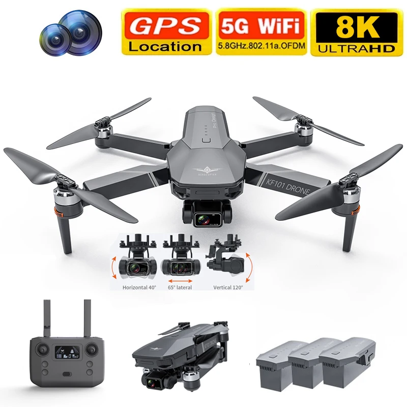 2021 Новый KF101 Дрон GPS 4K HD Профессиональный Камера 3-осевому гидростабилизатору дроны 5G Wi-Fi EIS Anti-Shake FPV Дрон Квадрокоптер с дистанционным управлением игрушки 1200 м - изображение