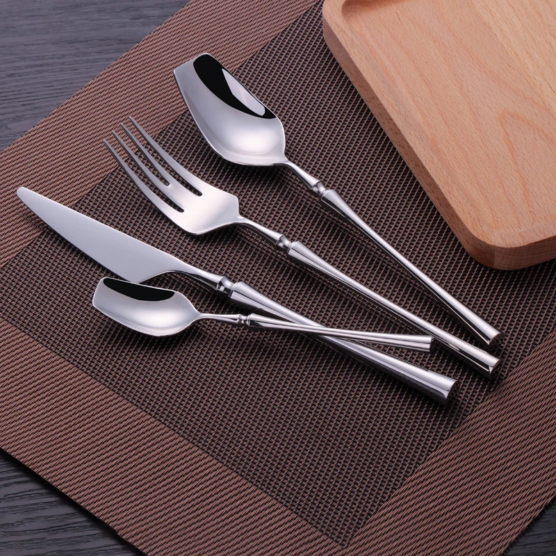 

24Pcs Kitchen Cutlery Set Bright Silver Knives Spoons Forks Set Stainless Steel Dinnerware Travel Tableware Set Dropshipping