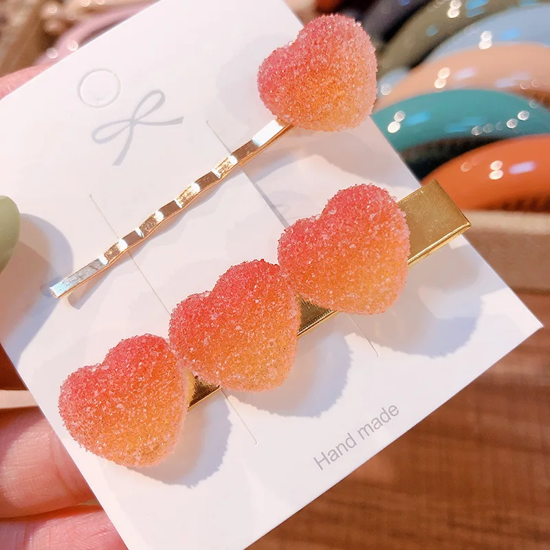 2 шт./компл. Модные женские мягкие конфетные однотонные персиковые зажимы в форме