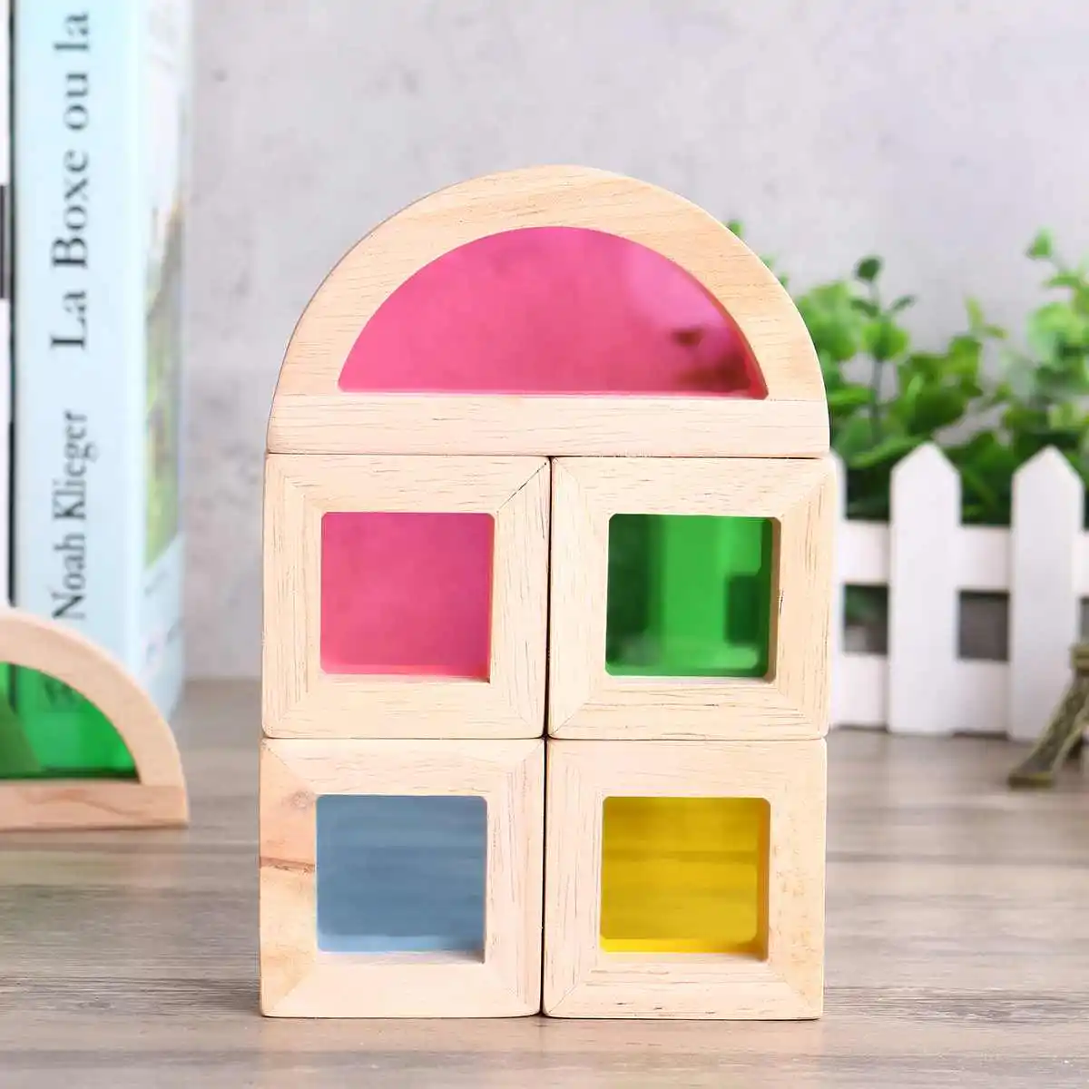 Деревянные строительные блоки строительная игрушка штабелируемые радужные