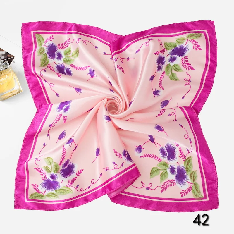 

Women 50*50 Small Soft Hair Tie Band Decorative Multifunctional Head Scarf Multicolor Print Kerchief Neck Elegant Square x41