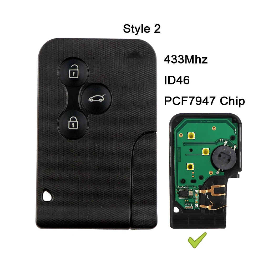 

Умная карта YIQIXIN с 3 кнопками, 433 МГц, чип ID46 PCF7947, со вставкой, маленькое лезвие ключа для Renault Megane 2 3 Koleos Clio Grand Scenic