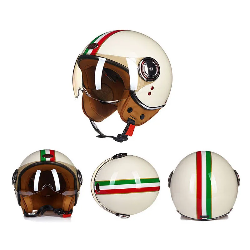 Мотоциклетный шлем BEON теплый ударопрочный полушлем HD с козырьком в стиле ретро