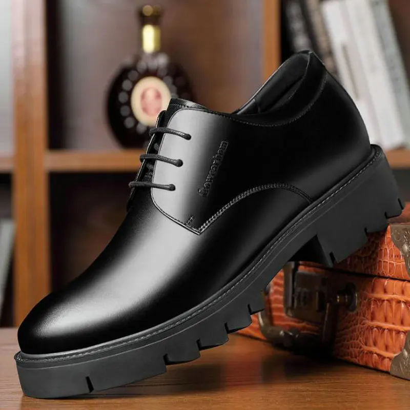 Мужские классические туфли-Броги из лакированной кожи на толстой подошве | Обувь