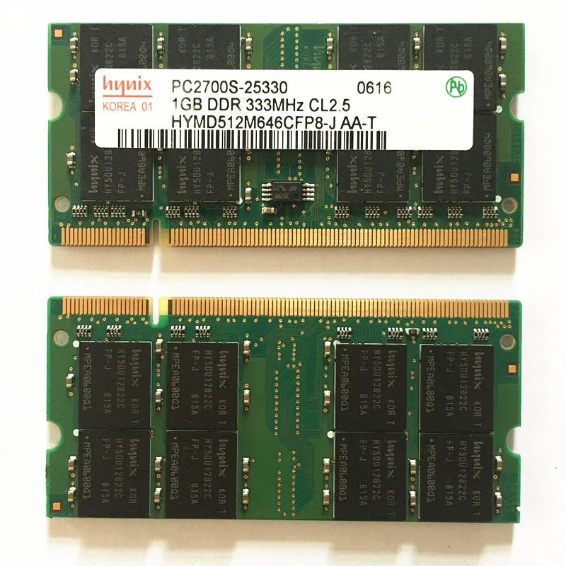 

hynix DDR1 1GB 333MHz Laptop memory rams PC2700S 1GB DDR 333MHz CL2.5 DDR333 1GB RAMs