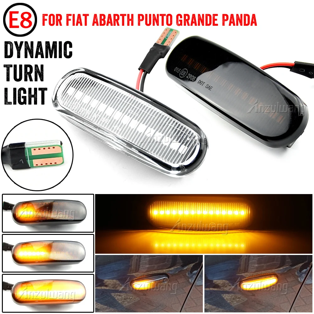 

2Pcs For Fiat Panda 169 Grande Punto Multipla Doblo Fiorino Linea Idea Stilo Multi Dynamic LED Side Marker Light Repeater Lamp