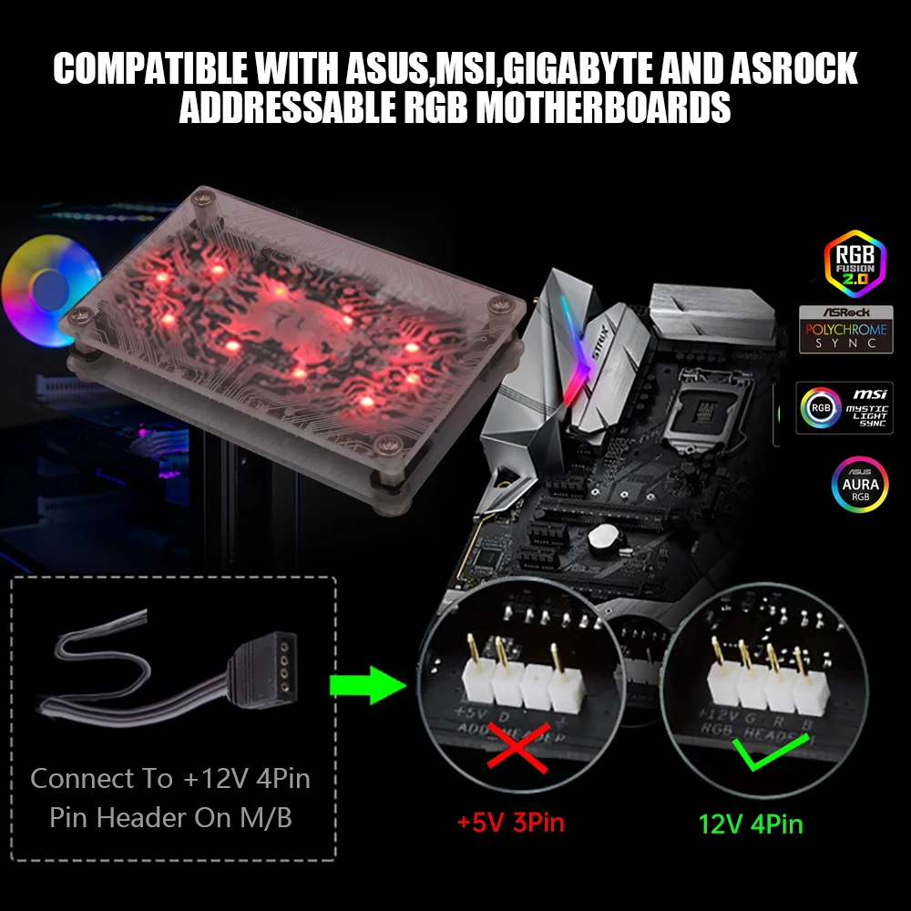TISHRIC новая версия 12-Ways 12V RGB вентилятор Hub для ASUS/MSI 4-контактный светодиодный