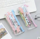 Милый розовый прозрачный чехол для карандашей с фламинго, мультяшная пантера, коробка для ручек и карандашей, Детские канцелярские принадлежности, принадлежности для школы и офиса