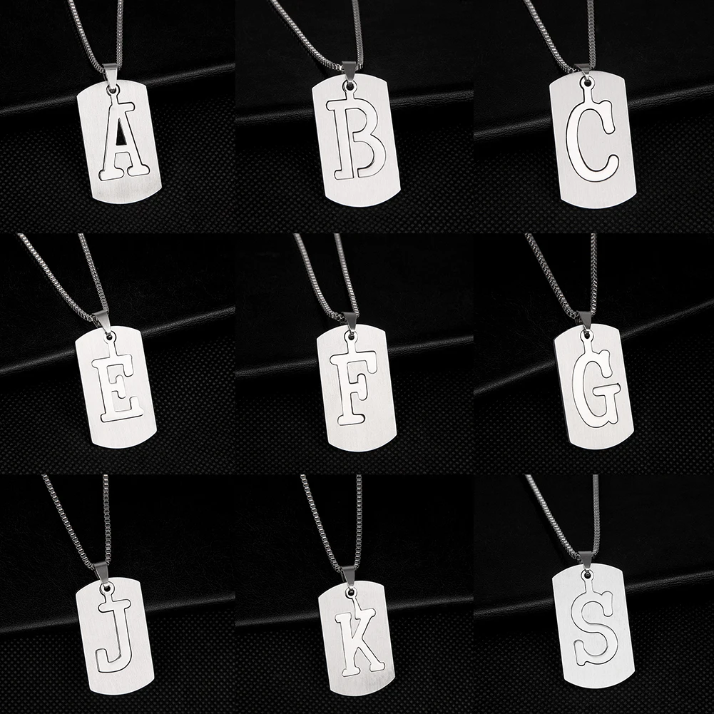 

Lovers A-Z 26 Letters Titanium Steel Necklace Set Men Women Detachable Stainless Pendant Tag Sweater Chain Couples Jewelry Gift