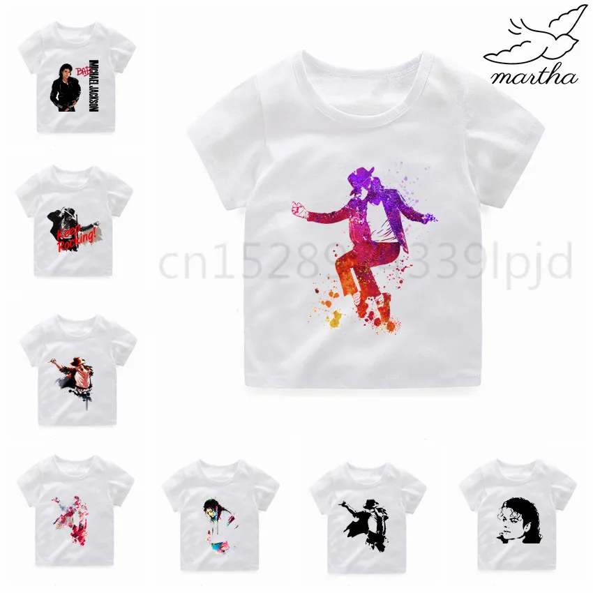 Детская белая футболка с принтом Майкла Джексона забавная мультипликационная