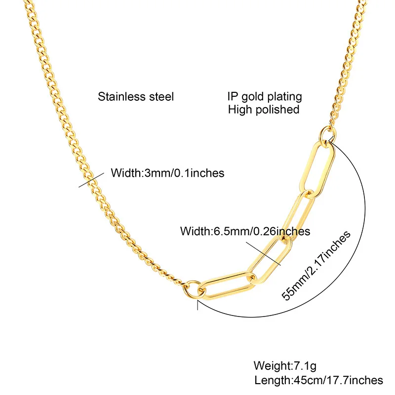 

Vnox Women's Gold Tone Paperclip Chain Choker Necklace, Anti Allergy Stainless Steel Metal Oval Links, Dainty Gift for her