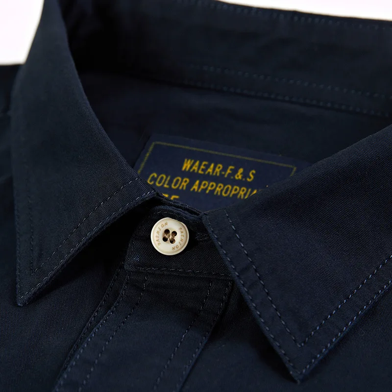 Рубашка мужская с длинным рукавом и отложным воротником из 100% хлопка | Мужская