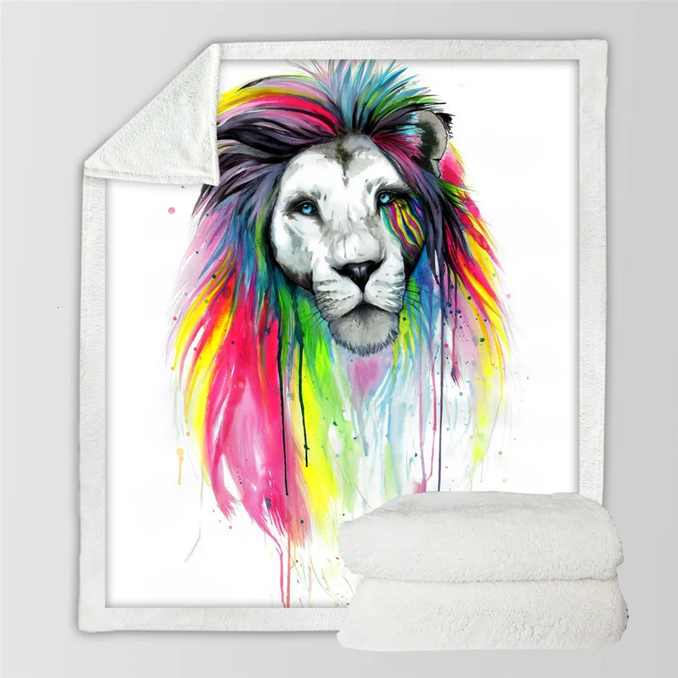 Hippy Lion Pferd by Pixie холодное искусство микрофибра одеяло для кровати племенная лошадь пледы одеяло красочные Животные Постельные принадлежности акварель Бохо тонкое одеяло - Цвет: Hippy Lion