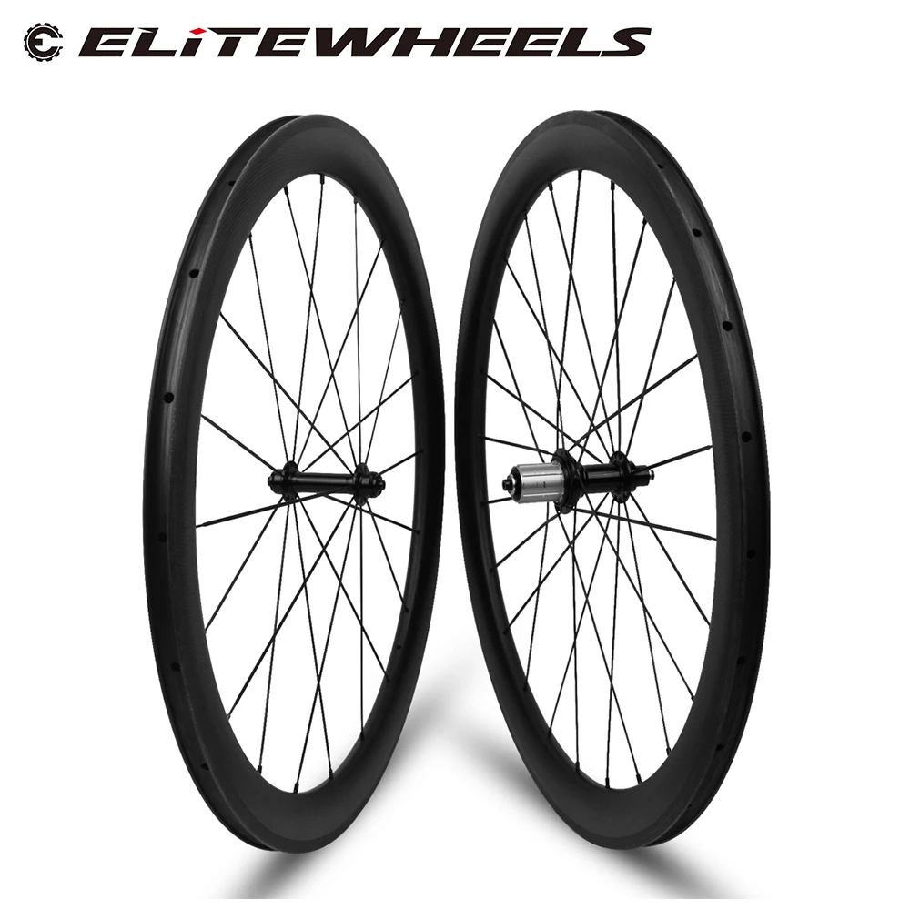 ELITEWHEELS прямые тяговые ступицы 700C Углеродные колеса бескамерная покрышка