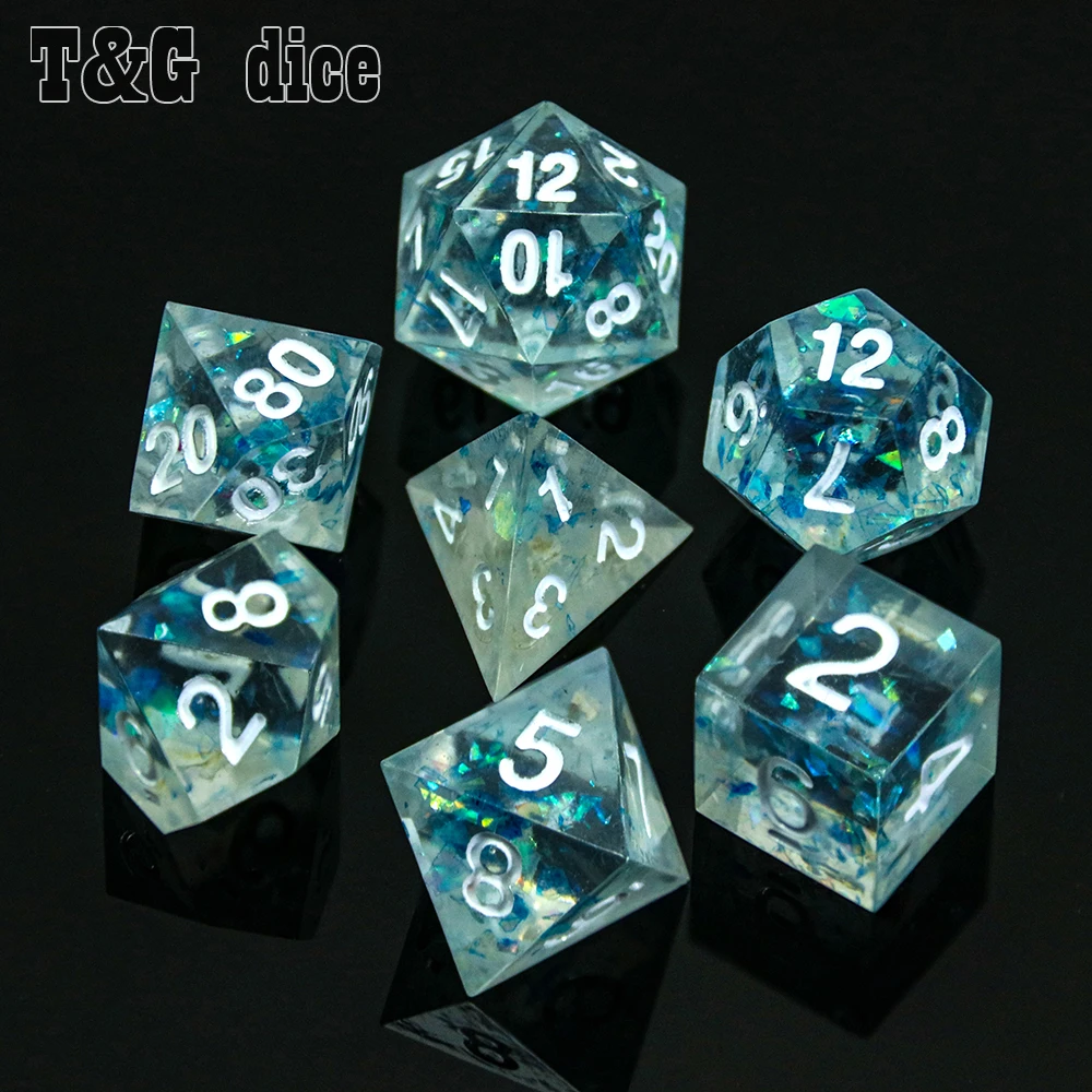 Красочные острые края кости набор 7 шт./компл. D4 D20 с DND RPG подарок настольные игры