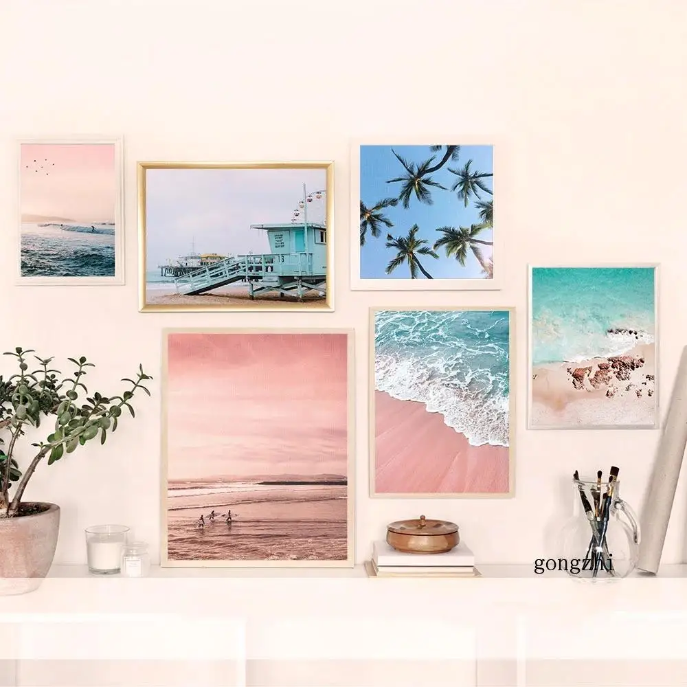 Летние Тропические Платья океанический пляж Nordic Стиль холст украшения картина