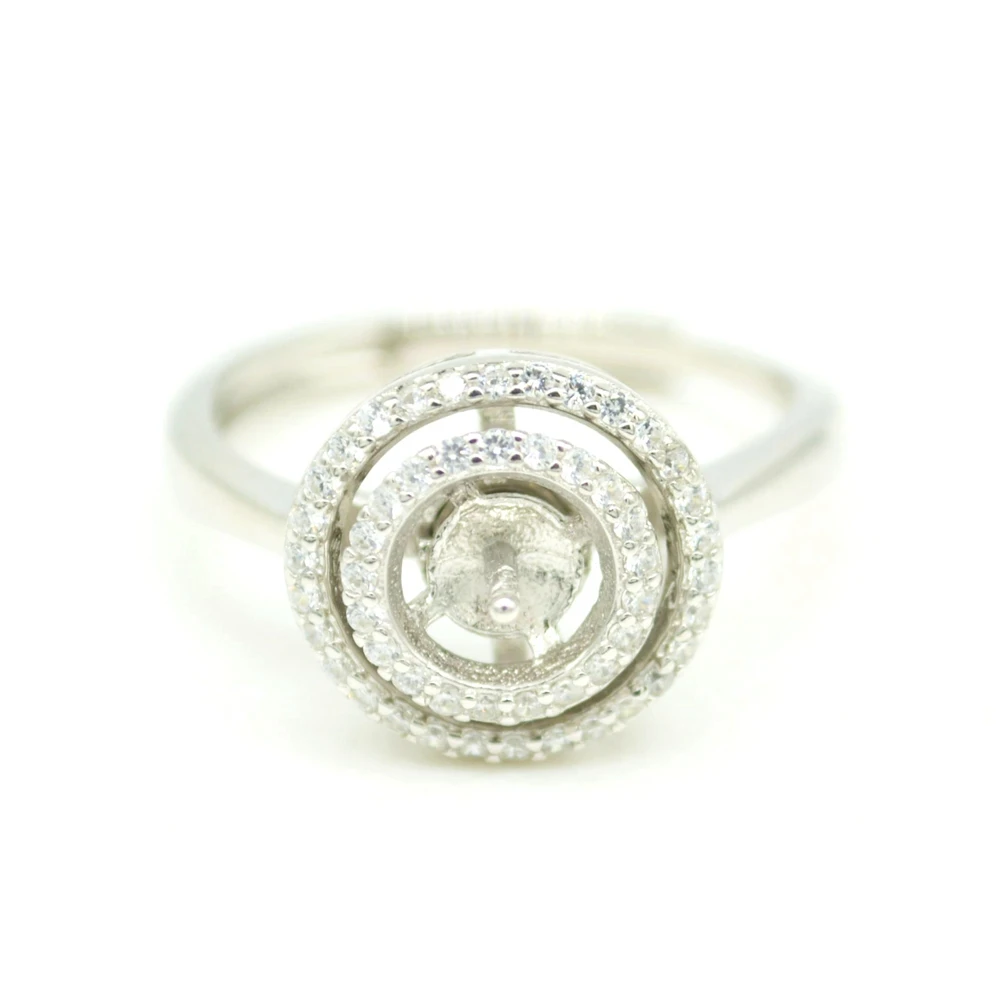 S925 Sterling Silver Korean Version Spinner Pearl Ring Fittings Female Ring Mountings for Diy Accessories Manufacturer Wholesale