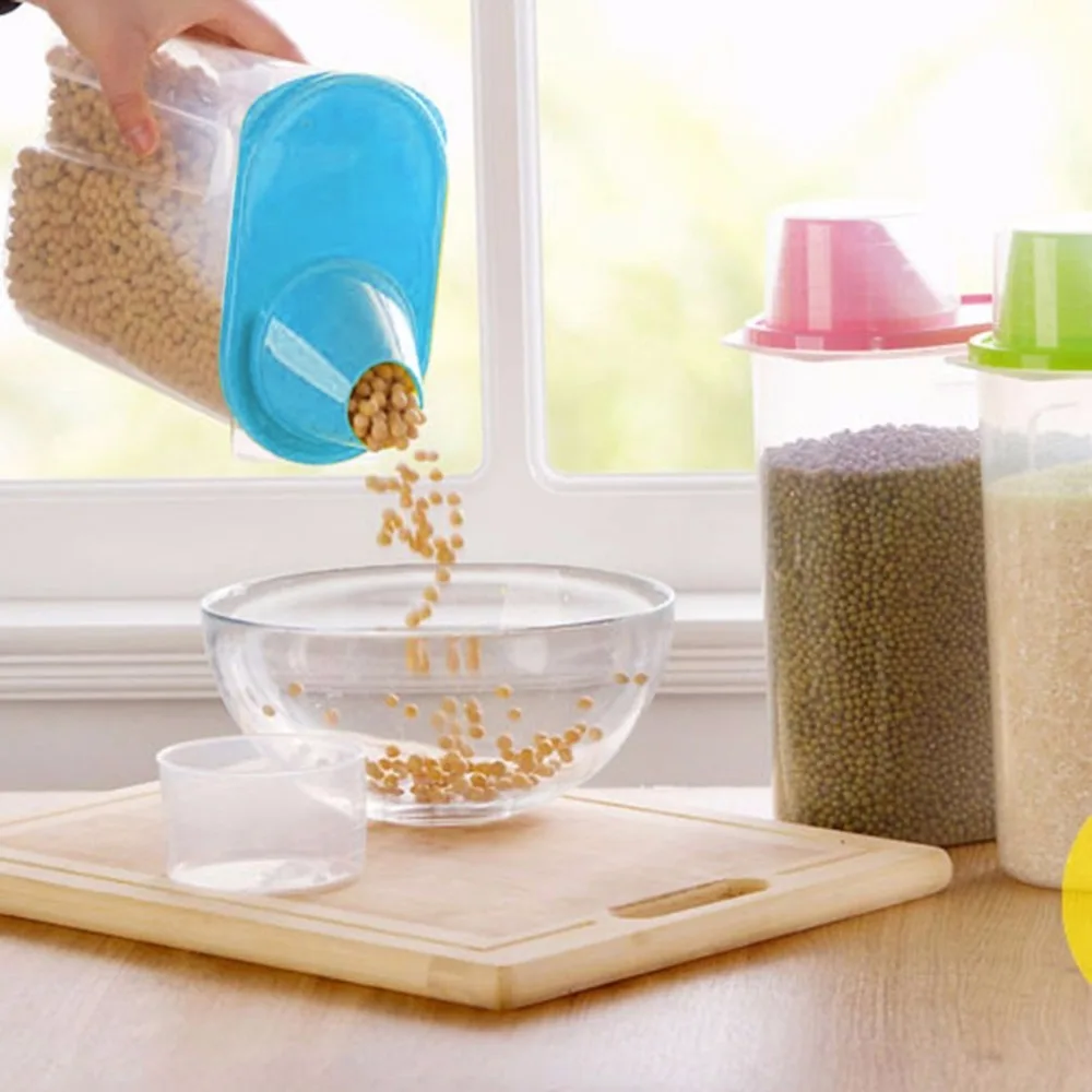 

Transparent Food Storage Box PlasticSealed Crisper Grains Storage Tank Household Kitchen food Cans Containers for Dry Cereals