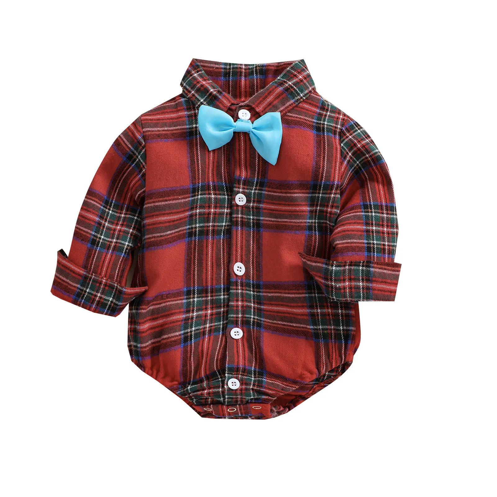 

Autumn Baby Boys Christmas Plaid Print Short Rompers Outfits Bodysuits Infant Long Sleeve Lapel Neck Tie Jumpsuits for Newborns