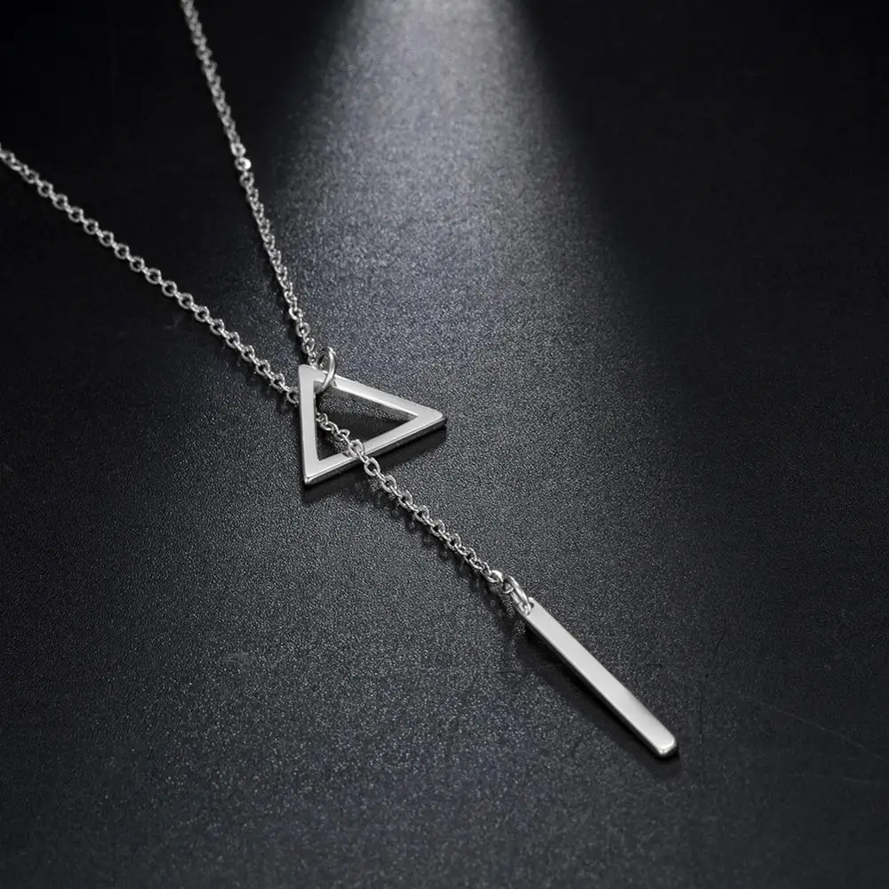 Моя форма двойной кулон ожерелье для женщин девушек сердце треугольник