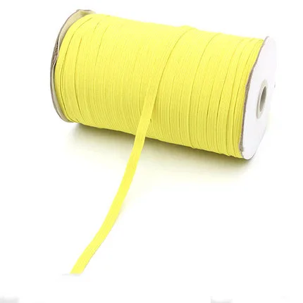 yellow 6 мм Красочные белые черные эластичные ленты канатная Резиновая лента линия спандекс лента шитье из кружева отделка поясная лента аксессуары для одежды 100y - Цвет: yellow
