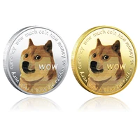 gold silver plated dogecoin commemorative coins cute dog pattern beautiful souvenir collection gifts desktop ornaments creative