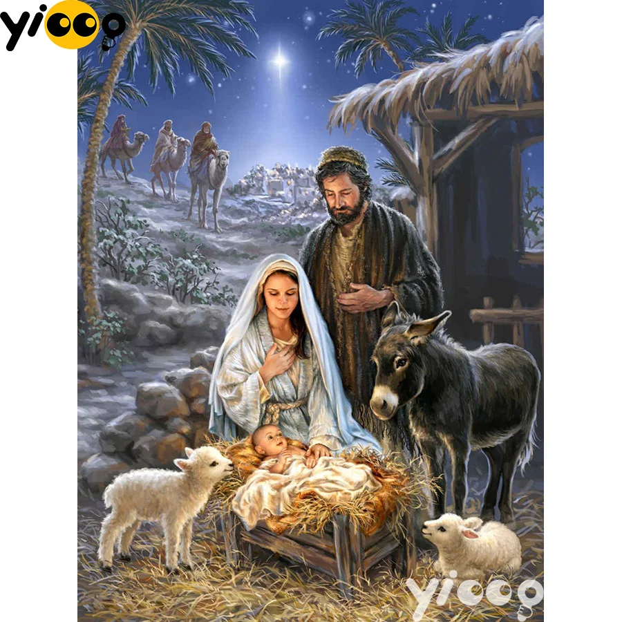 5D алмазная живопись полноразмерная/круглая Алмазная вышивка Рождение Иисуса