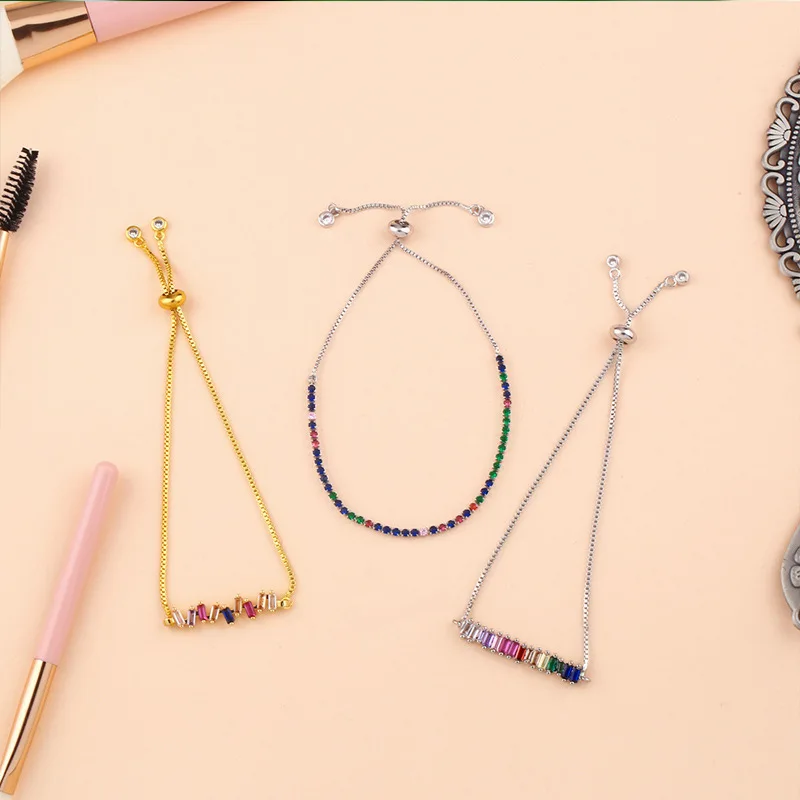 Золотые браслеты сглаза Bijoux Femme 2019 браслет CZ радужные для женщин девушек