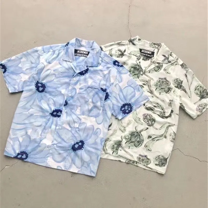 Мужская/женская рубашка с коротким рукавом цветочным принтом 1:1 | Мужская одежда