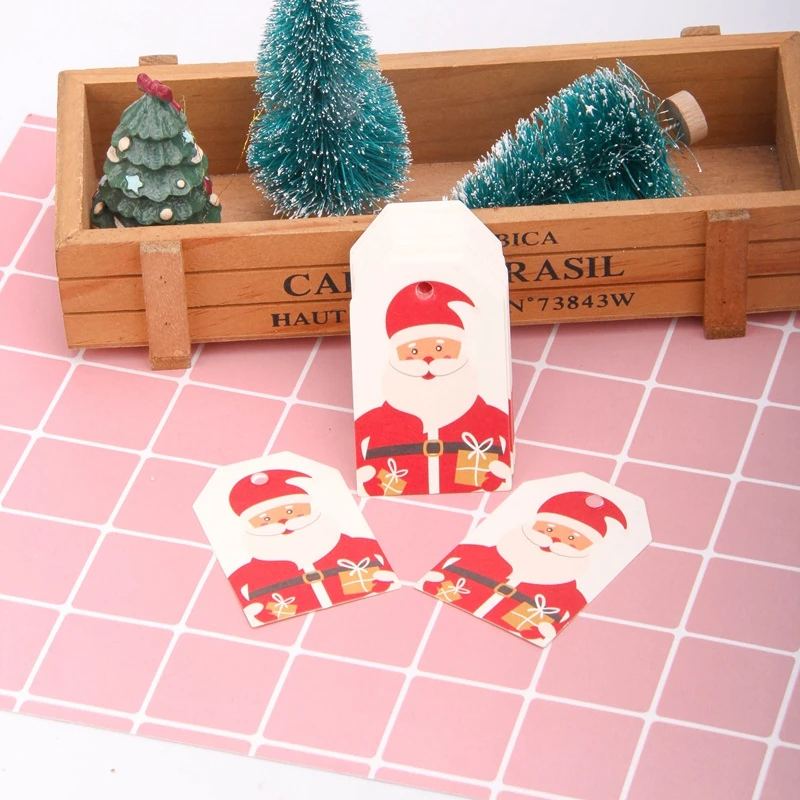 Santa Claus 50 шт. рождественские бумажные бирки DIY крафт-Санта-Клаус бумажные открытки для рождественской вечеринки этикетки подарочные упаковочные материалы - Цвет: Santa Claus