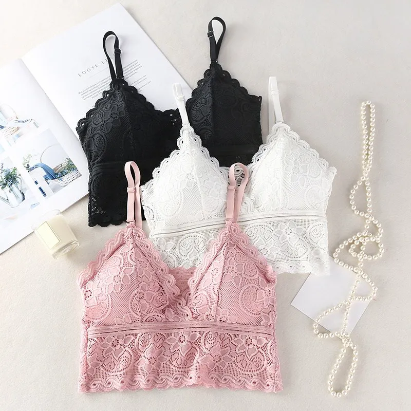 

Ladies Bras Underwear Women Comfortable Lifting Bra Lace Ultra Thin Sexy Women Solid Color Camisole Femme