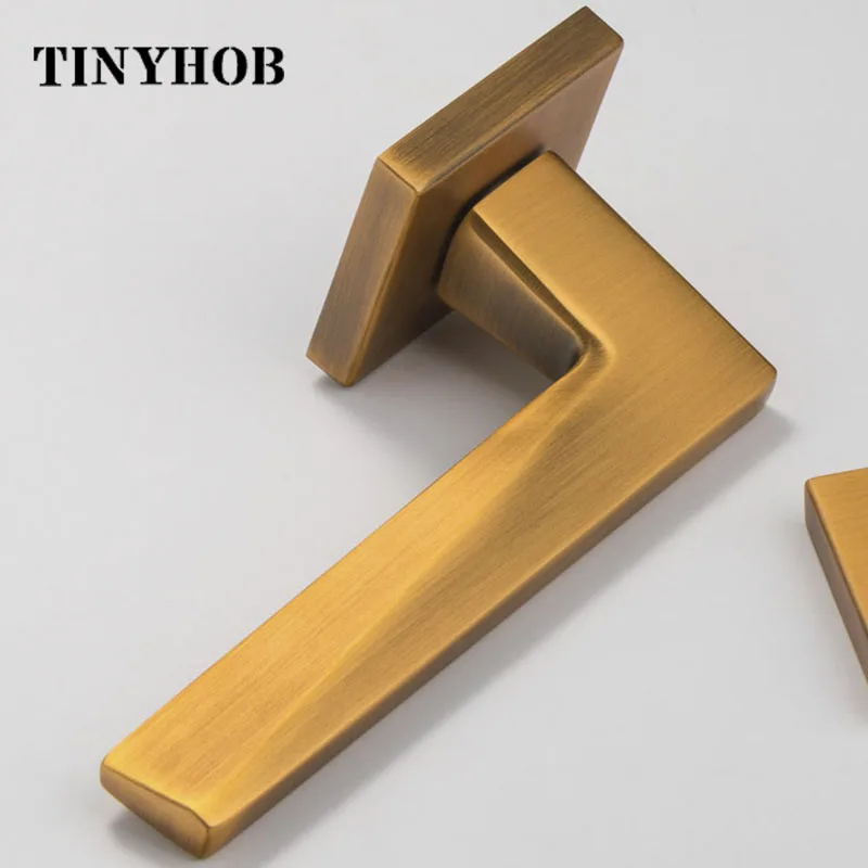 Square Zinc Alloy Door Lock for Interior Doors European Style Split Handle with Accessories/Yellow Bronze | Обустройство дома