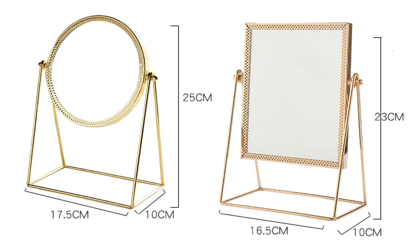 Винтажное металлическое косметическое зеркало Ins для макияжа подарок на день